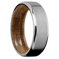 10K White Gold + Sand , Polish Finish + Whiskey Barrel