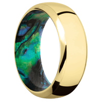 18K Yellow Gold + Polish , Polish Finish + Abalone