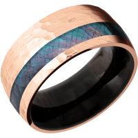 10K Rose Gold + Hammer , Hammer Finish + Ebony