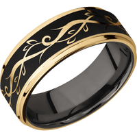 10K Yellow Gold + Stone , Polish Finish + Tantalum Noir