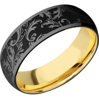 Zirconium + Polish Finish + 14K Yellow Gold
