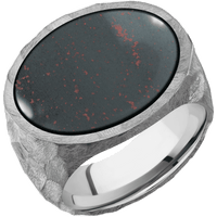 Extra Large Horizontal Oval signet ring (24x20mm) in Cobalt Chrome, with a Wide style band, a Blood Stone inlay.