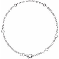 14K White Gold 1/6 CTW Natural Diamond Bezel-Set 3-Station 5 1/2-7" Bracelet