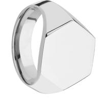Large Hexagon signet ring (18.5x16mm) in Titanium, with a Wide style band.