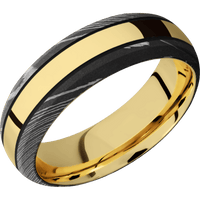 Damascus + Acid Finish + 18K Yellow Gold