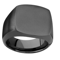 Large Cushion signet ring (18x18mm) in Zirconium, with a Wide style band.