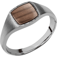 Small Cushion signet ring (10x10mm) in Titanium, with a Thin style band, a Sequoia inlay.