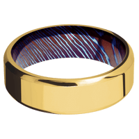 18K Yellow Gold + Polish , Polish Finish + Titanium Damascus