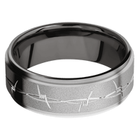10K White Gold + Sand , Bead Finish + Tantalum Noir