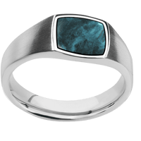Small Cushion signet ring (10x10mm) in Cobalt Chrome, with a Wide style band, a Washington Blue Jade inlay.