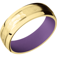 10K Yellow Gold + Hammer , Polish Finish + Wild Purple