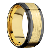 Zirconium + Polish , Bead Finish + 18K Yellow Gold
