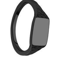 Small Horizontal Rectangle signet ring (12x9mm) in Zirconium, with a Thin style band.