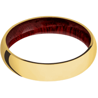 18K Yellow Gold + Polish Finish + Blood Wood