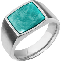 Medium Cushion signet ring (14x14mm) in Cobalt Chrome, with a Wide style band, an Amazonite inlay.