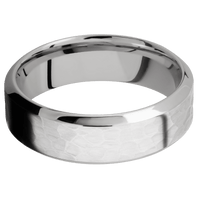 10K White Gold + Hammer , Polish Finish