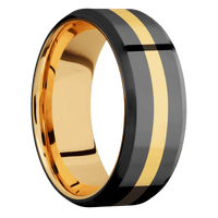 Zirconium + Polish , Satin Finish + 14K Yellow Gold