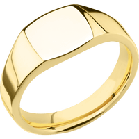 Small Cushion signet ring (10x10mm) in 10K Yellow Gold, with a Wide style band.
