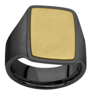 Large Rectangle signet ring (20x14.5mm) in Zirconium, with a Wide style band, a 14K Yellow Gold inlay.