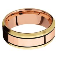 22K Yellow Gold + Bead , Bead Finish + 14K Rose Gold