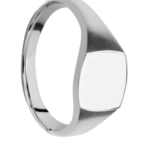 Small Cushion signet ring (10x10mm) in Cobalt Chrome, with a Thin style band.