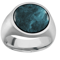 Large Circle signet ring (18mm) in Palladium Silver, with a Wide style band, a Washington Blue Jade inlay.