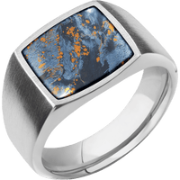 Medium Cushion signet ring (14x14mm) in Palladium Silver, with a Wide style band, a Pietersite inlay.