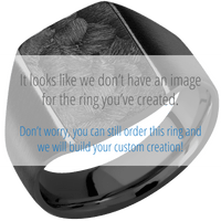 Medium Rectangle signet ring (16x11.5mm) in Zirconium, with a Wide style band and a TWINKLE4 Rev engraving.