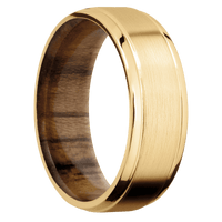 10K Yellow Gold + Satin , Polish Finish + Teak