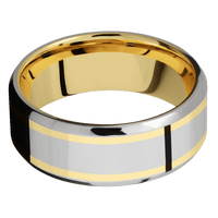 Titanium + Polish , Polish Finish + 14K Yellow Gold