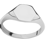 Small Hexagon signet ring (11.5x10) in Titanium, with a Thin style band.