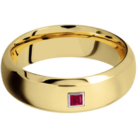 14K Yellow Gold + Bead , Polish Finish