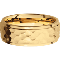 14K Yellow Gold + Hammer , Polish Finish