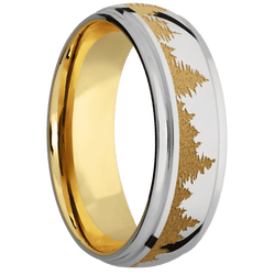 14K White Gold + Polish , Polish Finish + 14K Yellow Gold