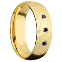 14K Yellow Gold + Hammer Finish