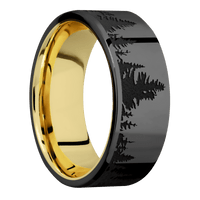 Zirconium + Polish Finish + 18K Yellow Gold