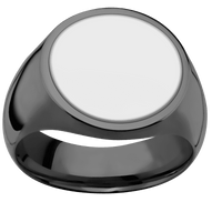 Large Circle signet ring (18mm) in Zirconium, with a Wide style band, a Platinum inlay.