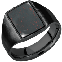Medium Rectangle signet ring (16x11.5mm) in Zirconium, with a Wide style band, a Blood Stone inlay.