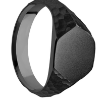 Medium Hexagon signet ring (13.9x12mm) in Zirconium, with a Wide style band.