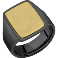 Large Rectangle signet ring (20x14.5mm) in Zirconium, with a Wide style band, a 14K Yellow Gold inlay.