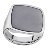 Extra Large Cushion signet ring (22x22mm) in Palladium Silver, with a Thin style band, a Tantalum inlay.
