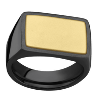 Large Horizontal Rectangle signet ring (20x14.5mm) in Zirconium, with a Wide style band, a 14K Yellow Gold inlay.