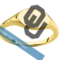 Small Horizontal Oval signet ring (12x9mm) in 14K Yellow Gold, with a Thin style band and an Oklahoma OU engraving.