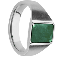Small Rectangle signet ring (12x9mm) in Palladium Silver, with a Wide style band, a Washington Green Jade inlay.