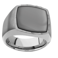 Large Cushion signet ring (18x18mm) in Titanium, with a Wide style band, a Zirconium inlay.