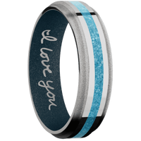 14K White Gold + Polish , Sand Finish + Blue Titanium