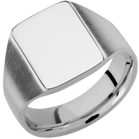 Medium Rectangle signet ring (16x11.5mm) in Titanium, with a Wide style band.