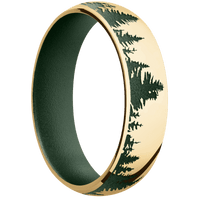 10K Yellow Gold + Polish Finish + Highland Green