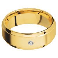 18K Yellow Gold + Bead , Polish Finish