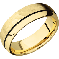 10K Yellow Gold + Hammer , Polish Finish